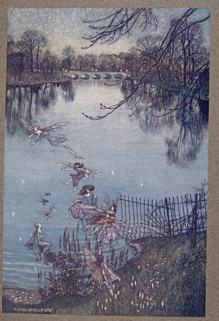 El Serpentine es un hermoso lago, y hay un bosque sumergido en el fondo. Si miras por el borde puedes ver los árboles creciendo al revés, y dicen que por la noche también hay dr... de Arthur Rackham