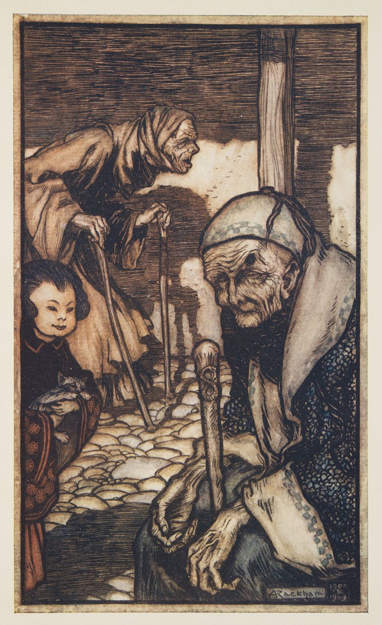 Los Struldbrugs, de Los viajes de Gulliver de Jonathan Swift (1667 - 1745), pub. 1909 de Arthur Rackham