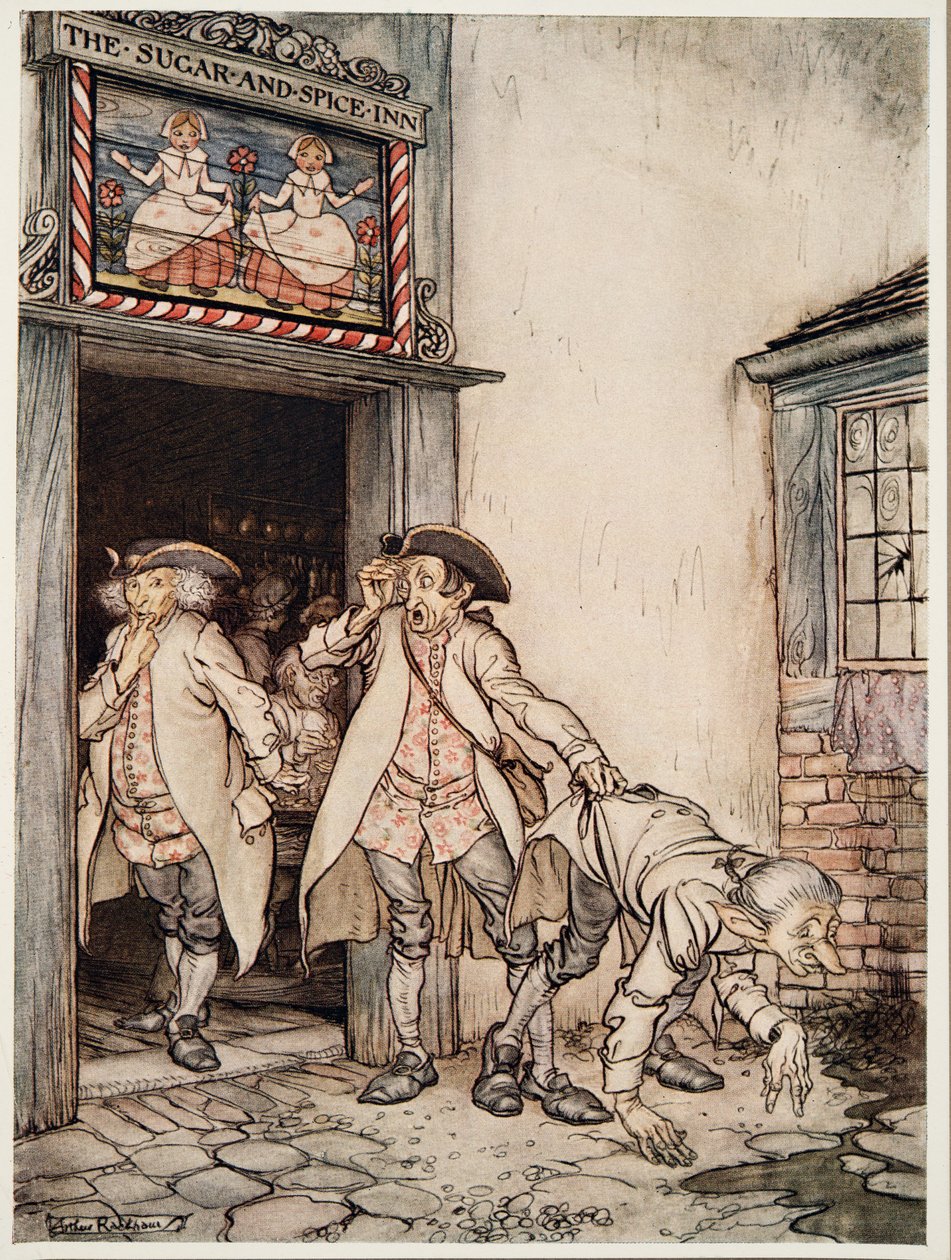 Los tres cirujanos del ejército, de Hermanito y hermanita y otros cuentos de los hermanos Grimm, pub.1917 de Arthur Rackham