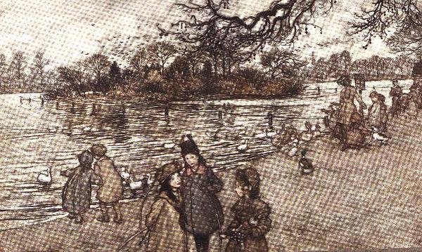La isla en la que nacen todos los pájaros de Peter Pan en los Jardines de Kensington por J.M. Barrie, 1906 de Arthur Rackham