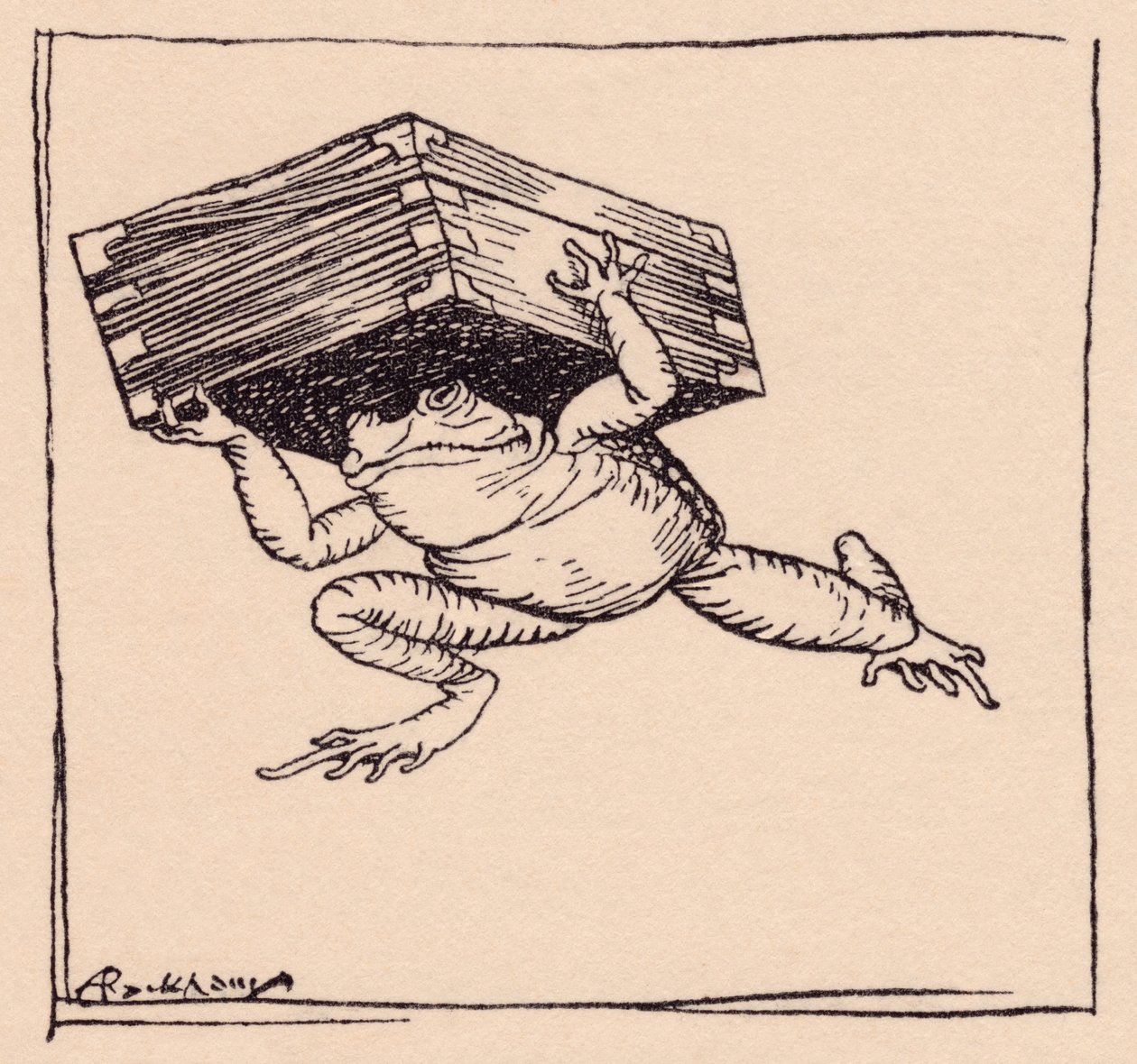 El pequeño fue y trajo la caja. Ilustración de Arthur Rackham del cuento de hadas de Grimm, La estufa de hierro. de Arthur Rackham