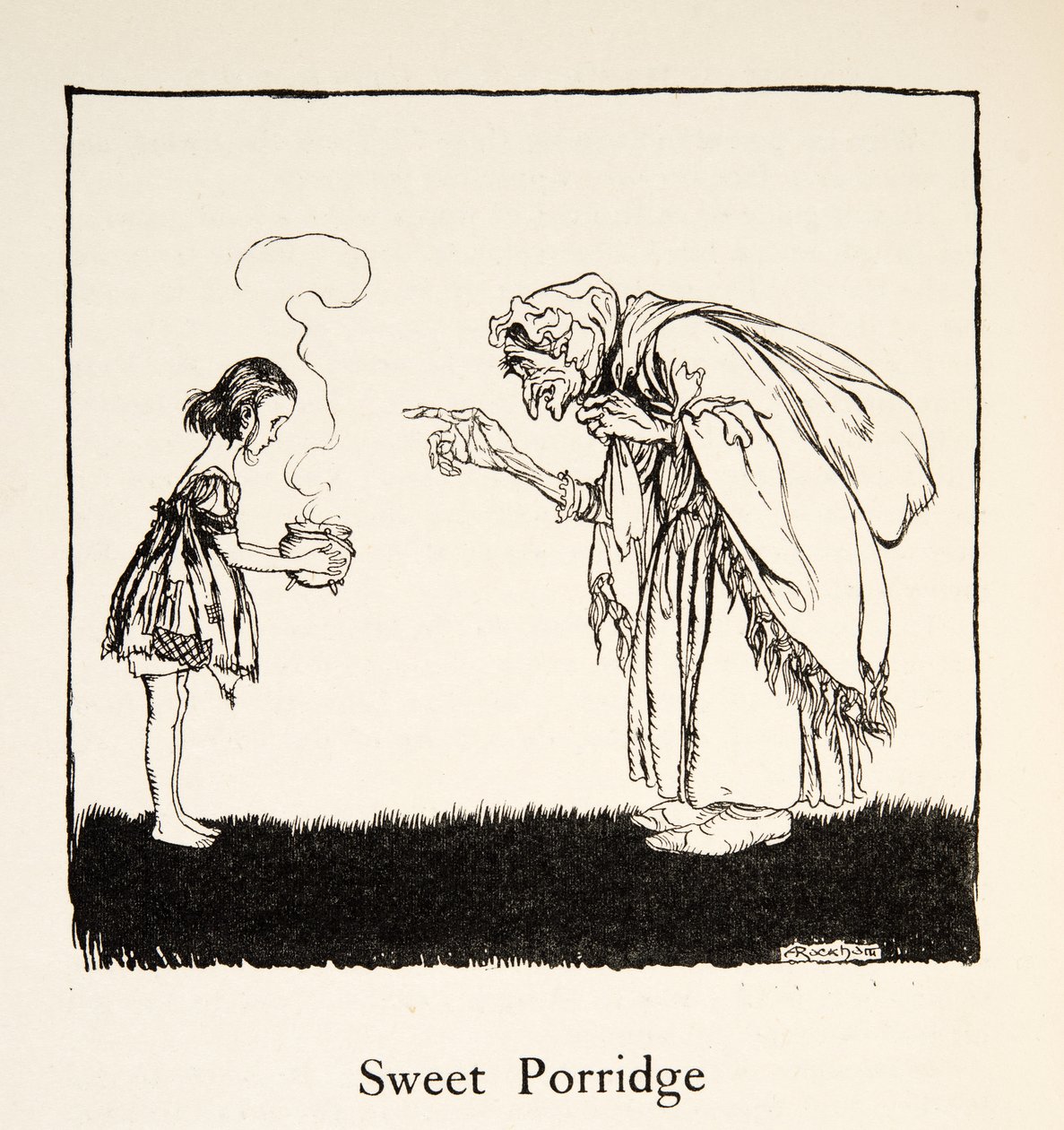 El pequeño fue y trajo la caja, de Hermanito y Hermanita y Otros Cuentos de los Hermanos Grimm, pub.1917 de Arthur Rackham