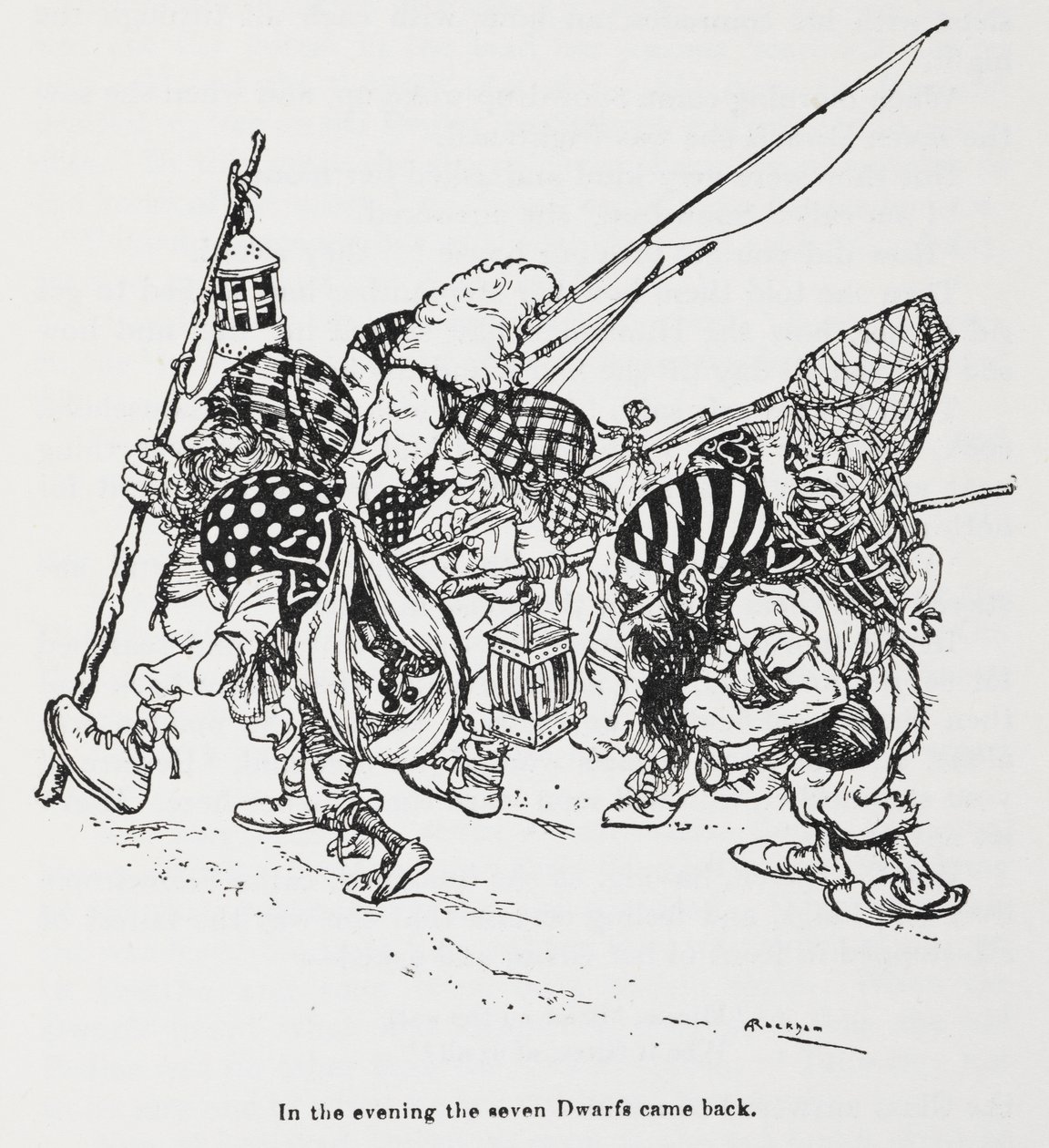 Los siete enanitos de Snowdrop (Blancanieves) de Arthur Rackham