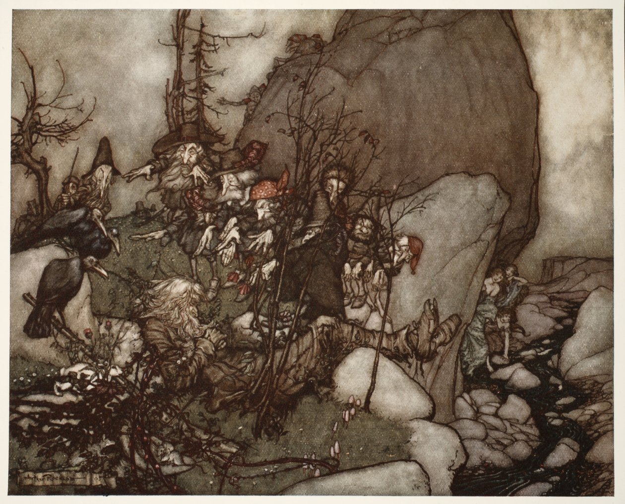 El sueño de Rip Van Winkle., de Rip Van Winkle por Washington Irving, pub. 1910 de Arthur Rackham