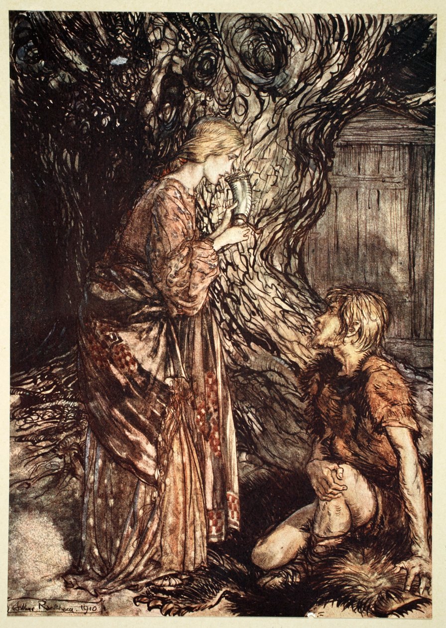 Este brebaje curativo y meloso de hidromiel digna de aceptar de mí de Arthur Rackham