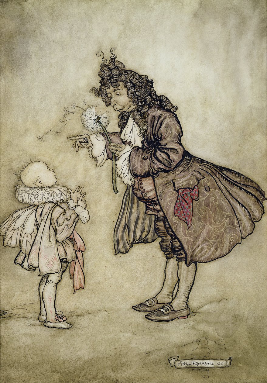 Cuando Su Majestad Quiere Saber la Hora, de Peter Pan en los Jardines de Kensington por J.M. Barrie, pub. por Hodder and Stoughton, 1906 de Arthur Rackham