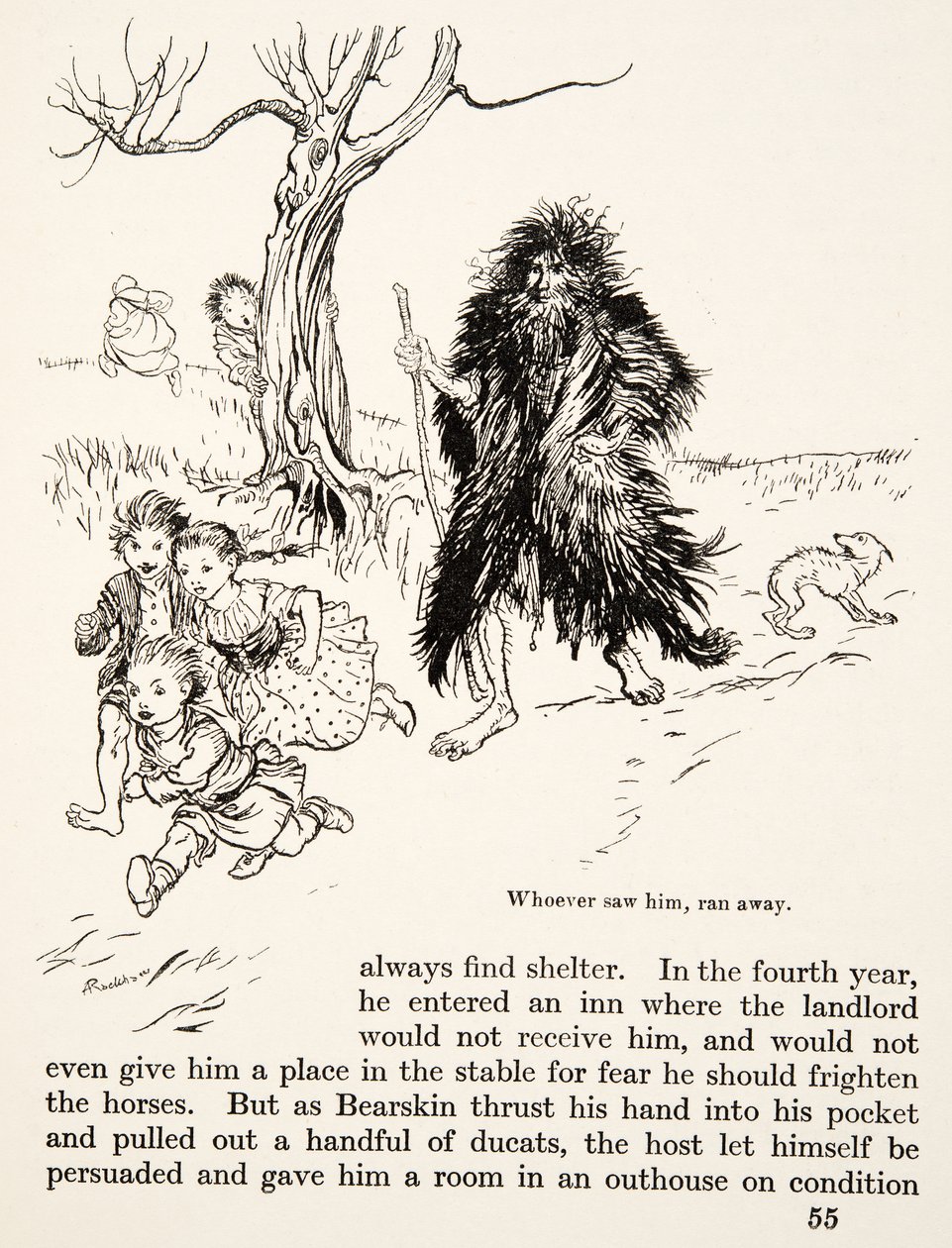 Quien lo vio huyó, de Hermanito y Hermanita y otros cuentos de los Hermanos Grimm, pub.1917 de Arthur Rackham