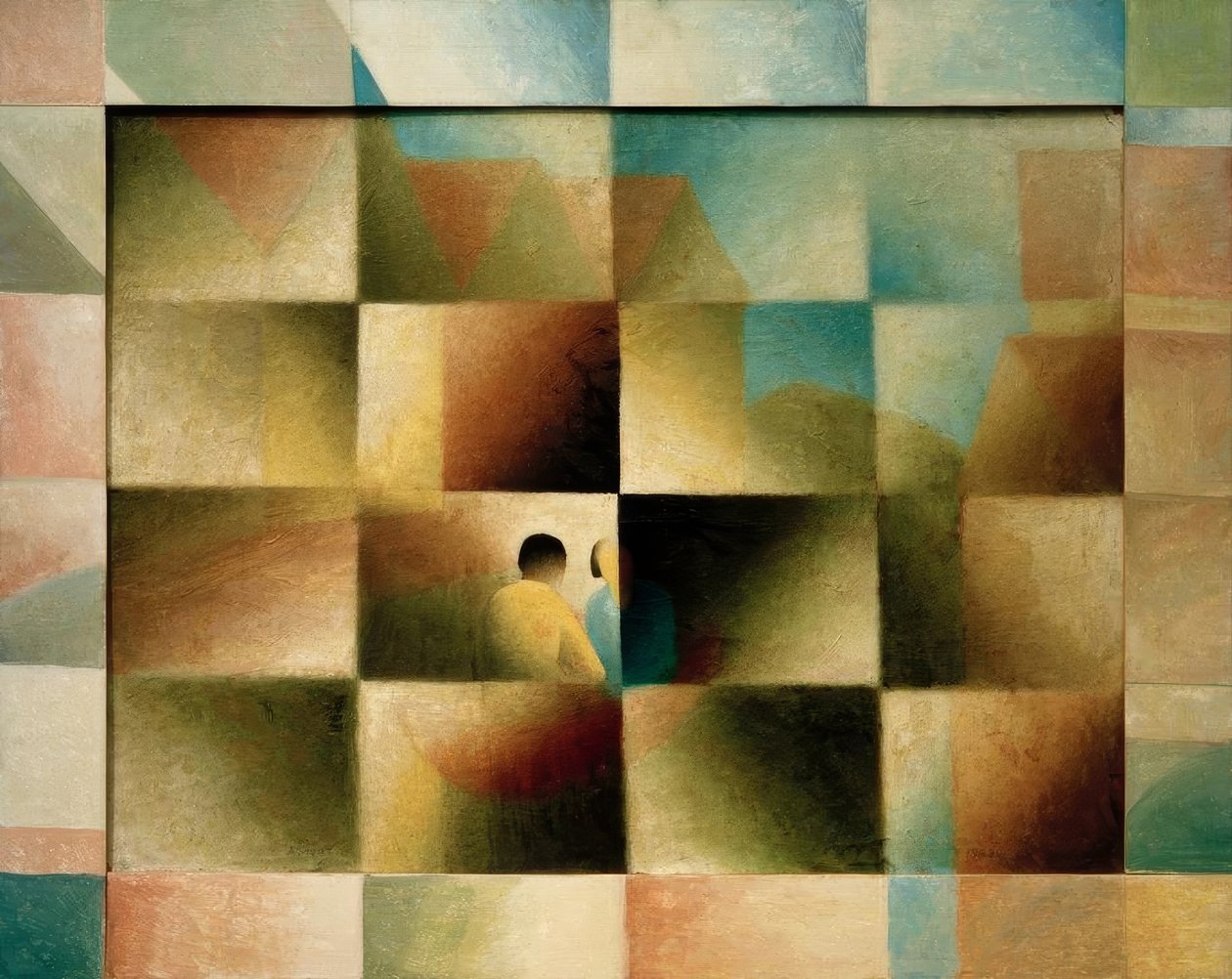 Paisaje con punto de vista: Personas en bote de Arthur Segal