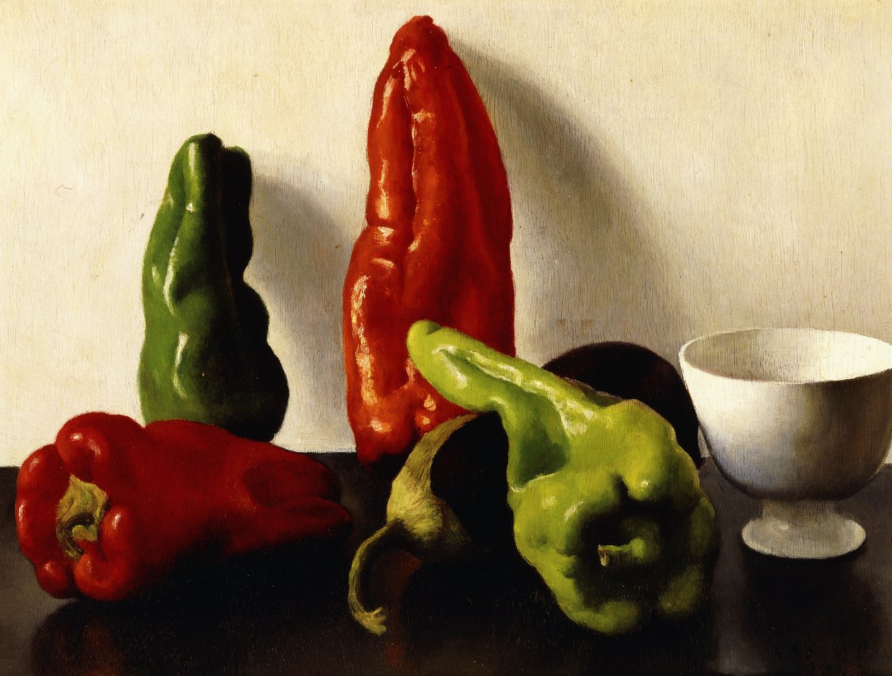 Naturaleza Muerta con Pimientos Rojos y Verdes de Arthur Segal