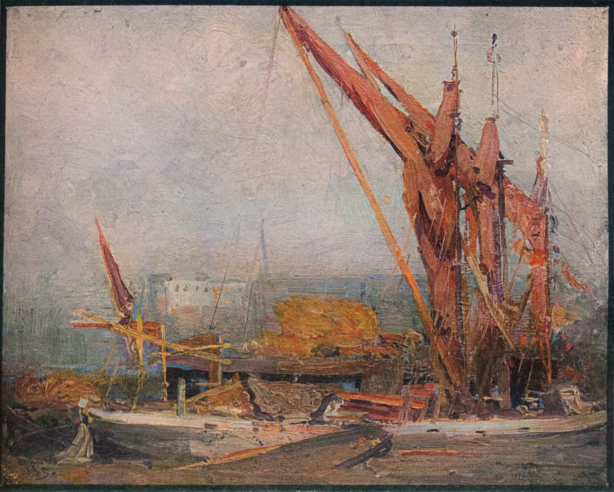 Barcazas de heno en el Támesis, 1905 de Arthur Streeton