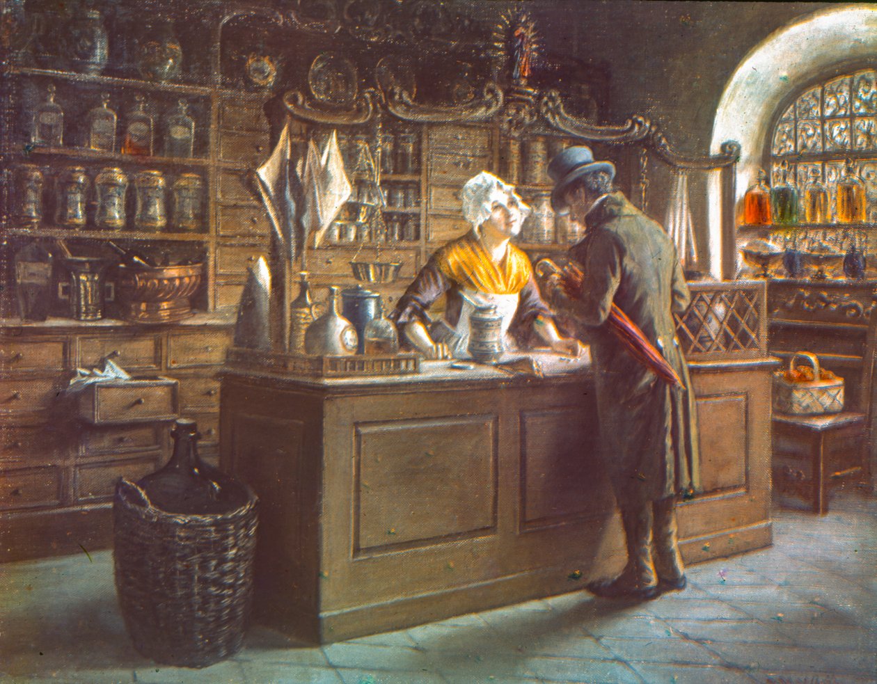 Copia de un cuadro fotografiado en placa de vidrio mediante el proceso Uvachrome 3 colores, c.1920 (foto) de Arthur Traube