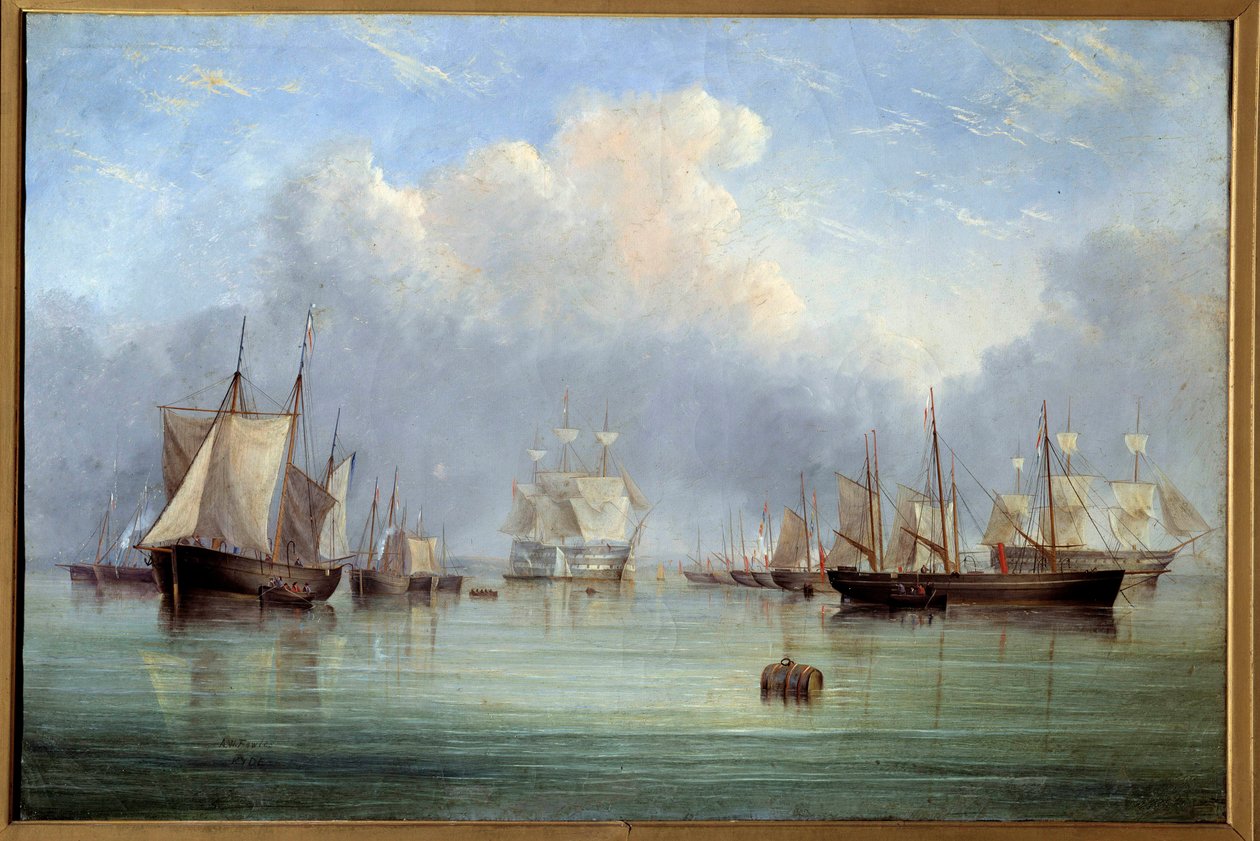 Barcos y veleros amarrados de Arthur Wellington Fowles