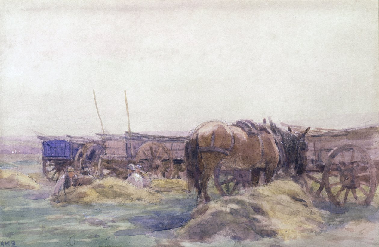 Carros de heno con caballo (acuarela sobre papel) de Arthur Winter Shaw