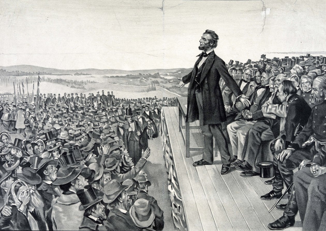 Abraham Lincoln en su famoso discurso del 19 de noviembre de 1863 de Artist Unknown