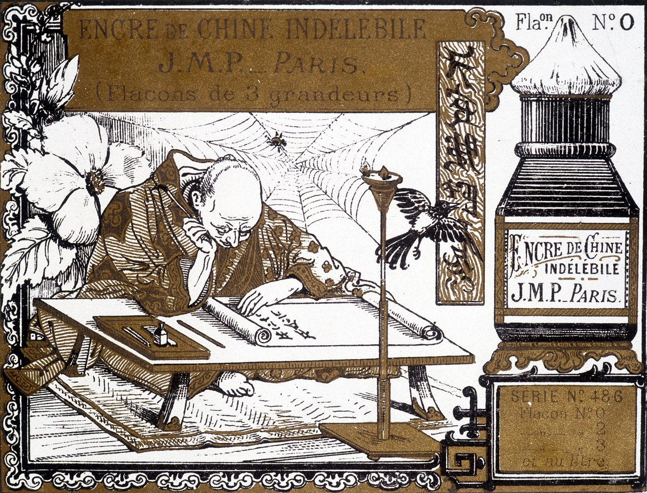 Etiqueta publicitaria de "Ink of China". de Artist Unknown