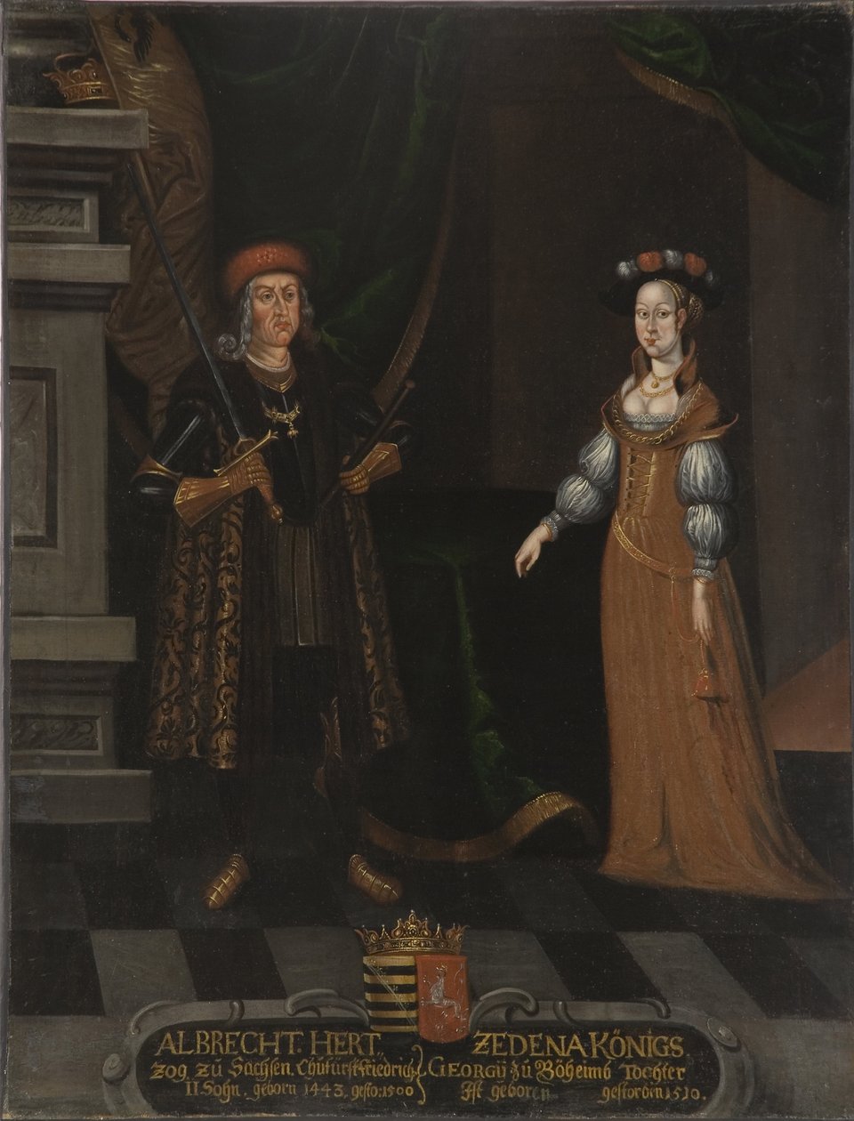 Alberto III de Sajonia, conocido como el Intrépido y Sidonie de Boheme (Zdena de Podebrady) (óleo sobre lienzo) de Artist Unknown