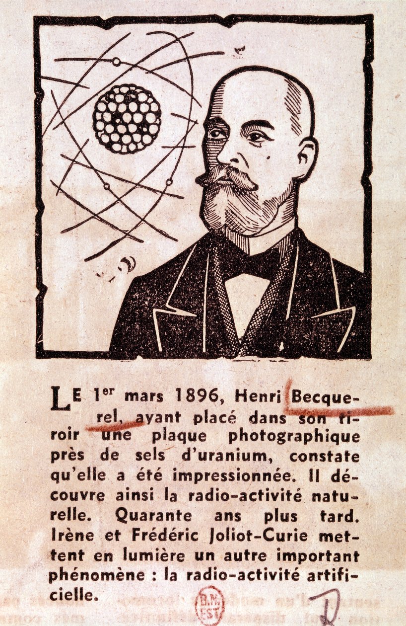 BECQUEREL Antoine Henri Ingeniero, físico francés, premio Nobel: Retrato (dibujo) de Artist Unknown