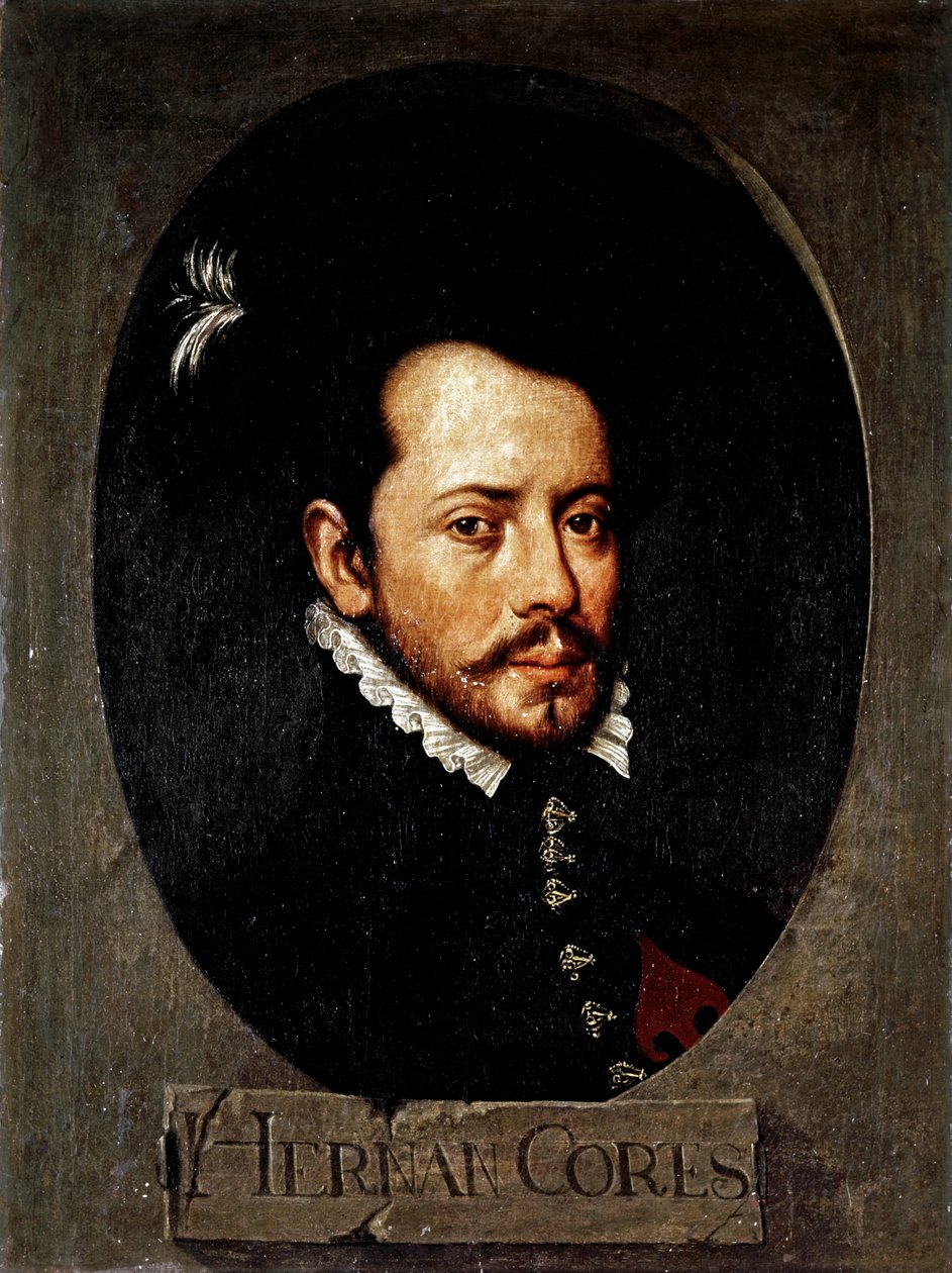 CORTES Hernán ( 1485-1547). Conquistador español de México (óleo sobre lienzo) de Artist Unknown