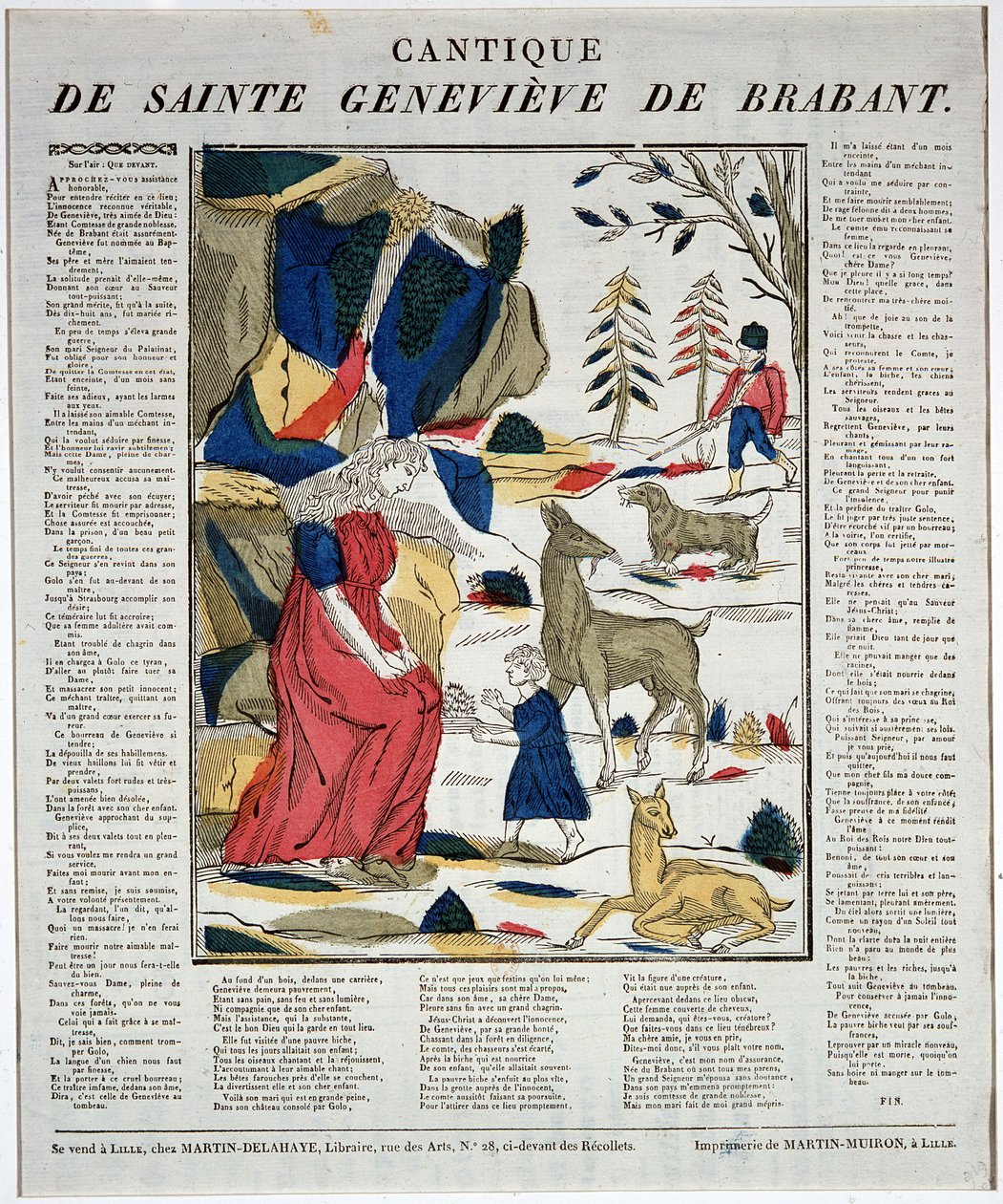 Cantique de saint Geneviève de Brabant - grabado en madera. de Artist Unknown