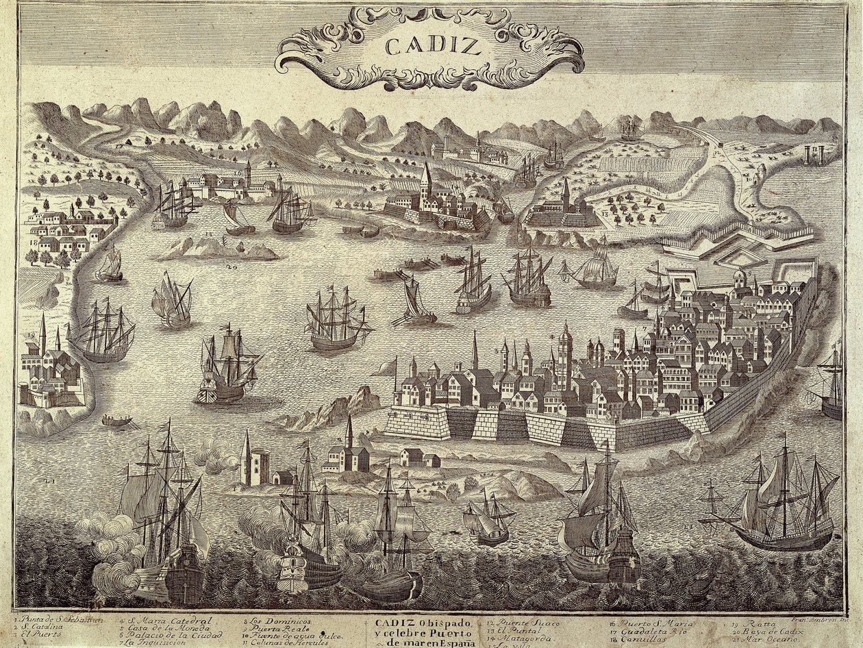 Ciudad y puerto de Cádiz. Grabado. ESPAÑA. ANDALUCÍA. Cádiz. Museo de Cádiz de Artist Unknown