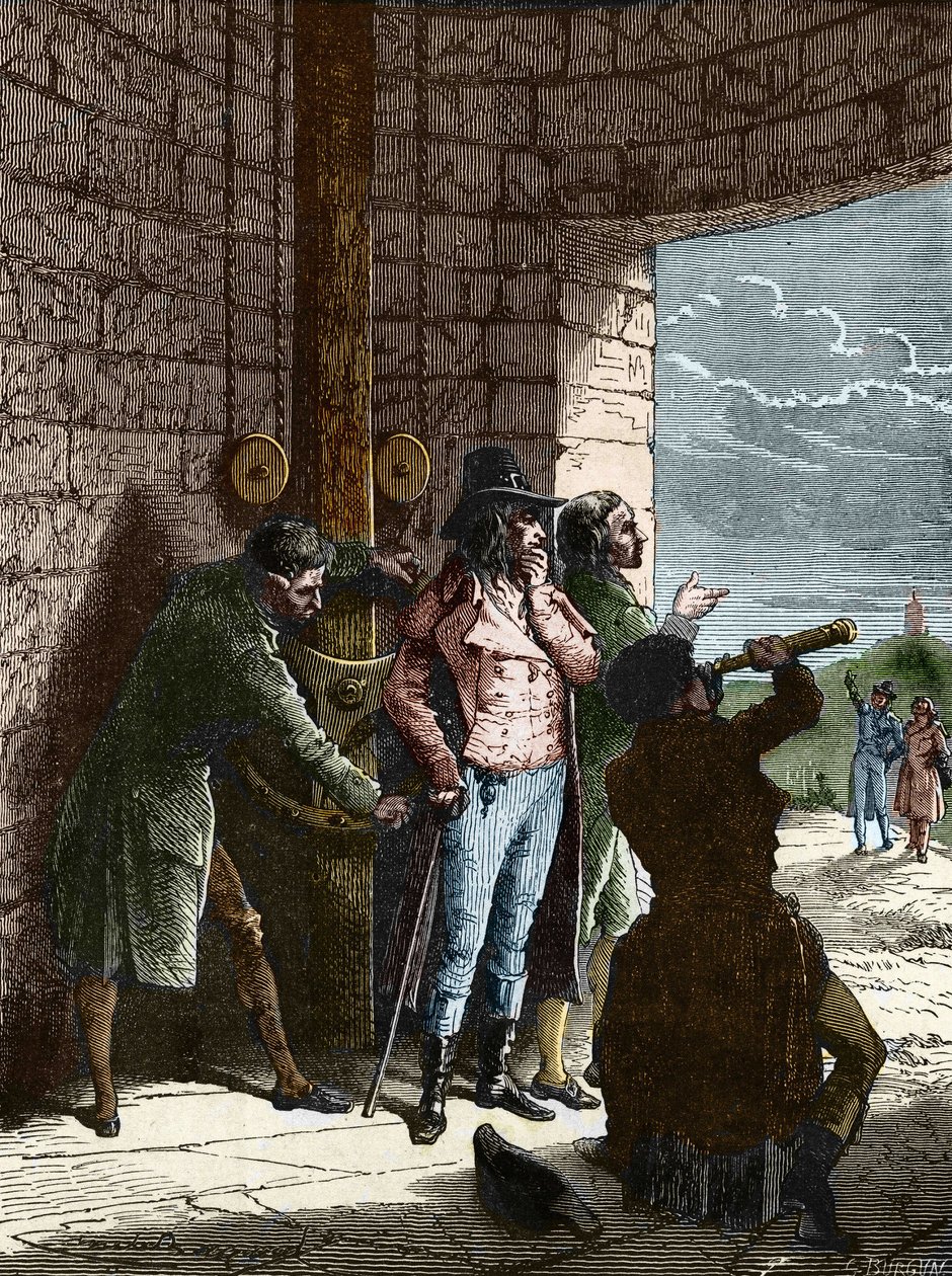 Claude Chappe, ingeniero francés, experimenta con el telégrafo aéreo de Ménilmontant a Saint-Martin-du-Tertre. de Artist Unknown