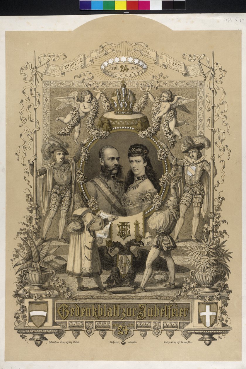 Papel conmemorativo de las bodas de plata de la pareja imperial 1879 de Artist Unknown