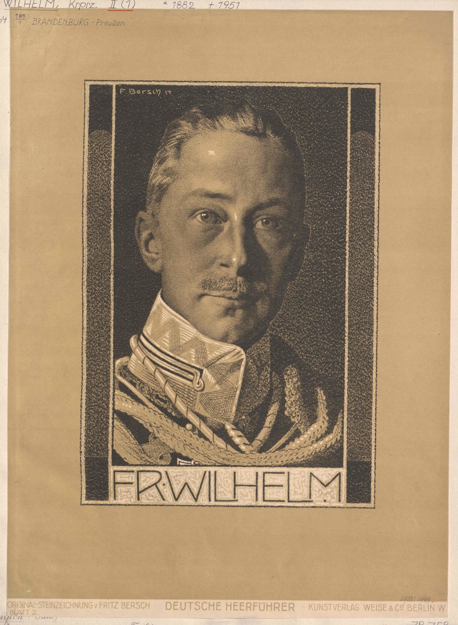 Príncipe heredero del imperio alemán y de Prusia Wilhelm (huella) de Artist Unknown