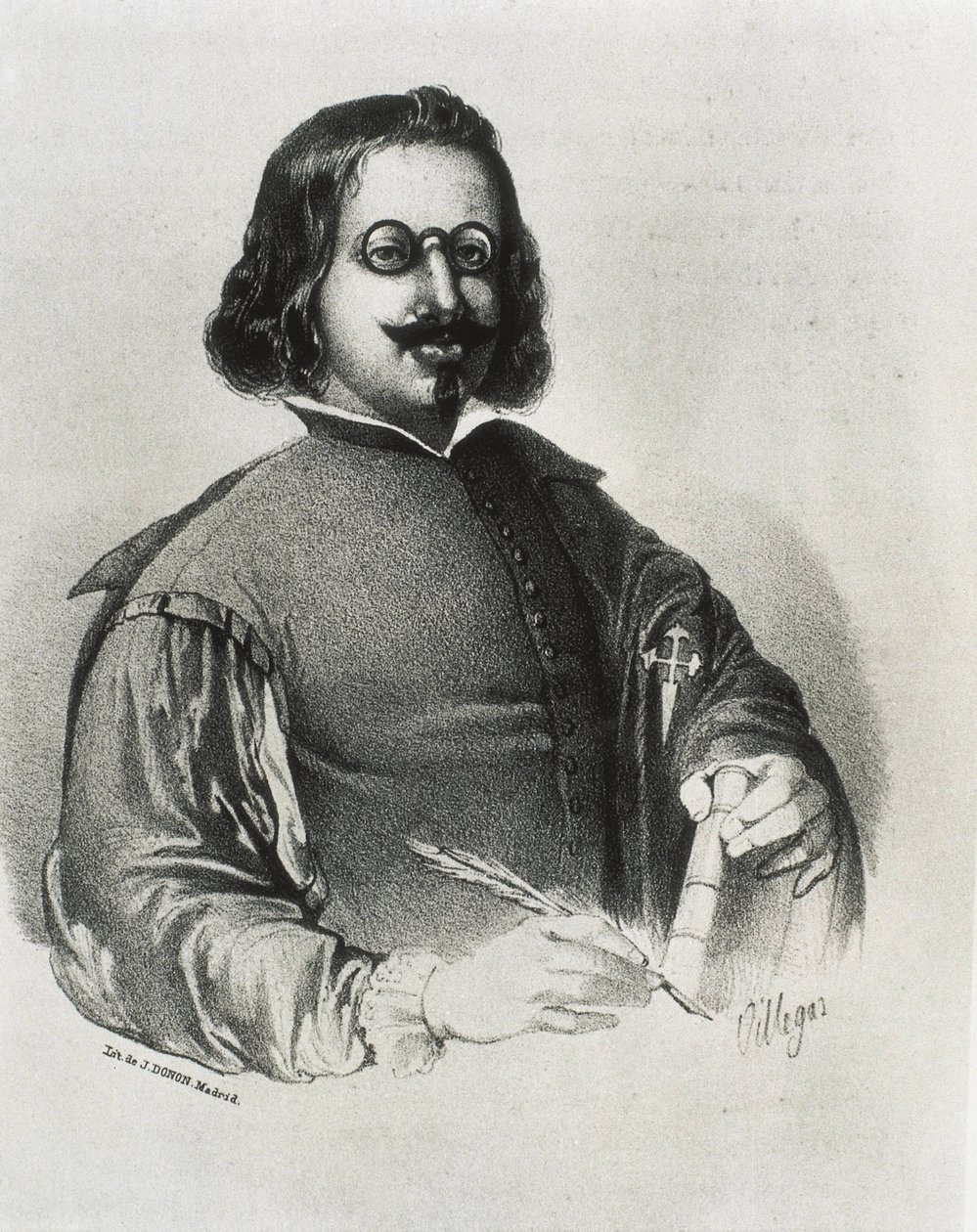 DONON, Julio (siglo XIX). Francisco de Quevedo. Litografía de Artist Unknown