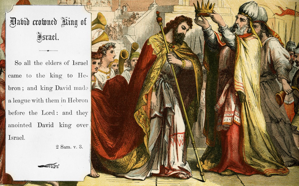 David coronado rey de Israel, Escena bíblica (imprimir) de Artist Unknown