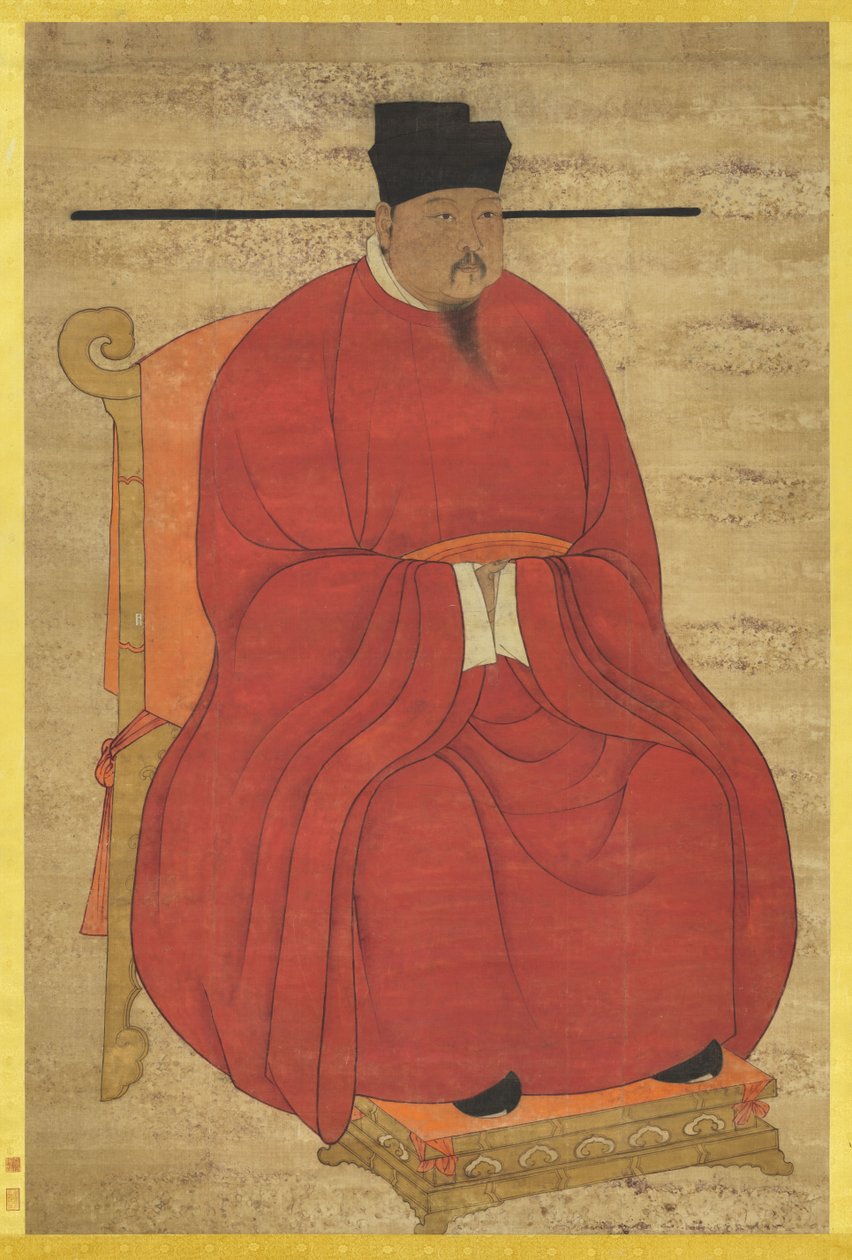 Emperador Zhengzong (Zhao Heng), 3er gobernante de la dinastía Song (r. 997-1022) (tinta y color sobre seda; pergamino colgante) de Artist Unknown