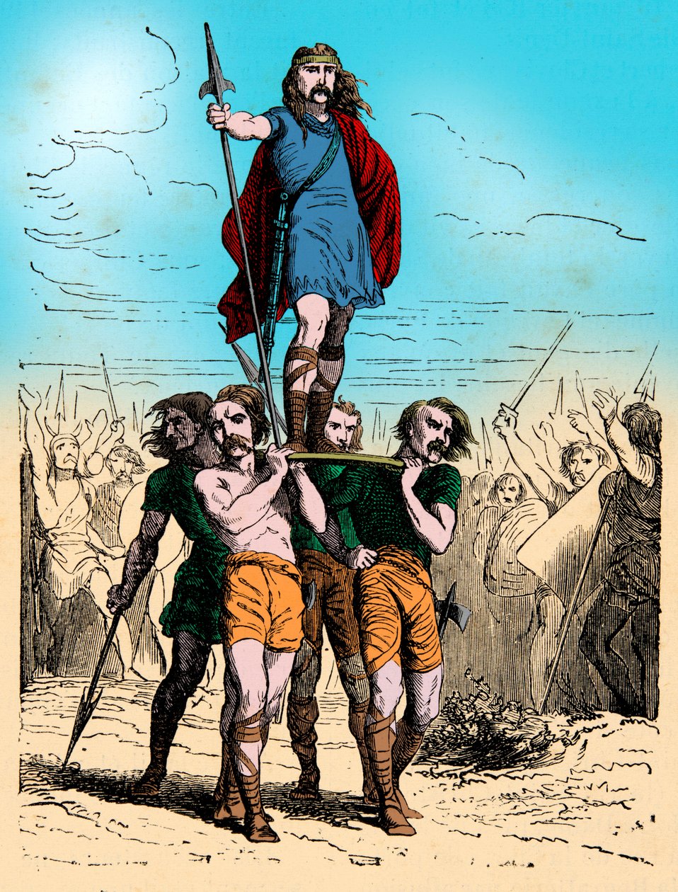 Grabado - Chef Gaulois lleva el triunfo en su escudo (grabado) de Artist Unknown
