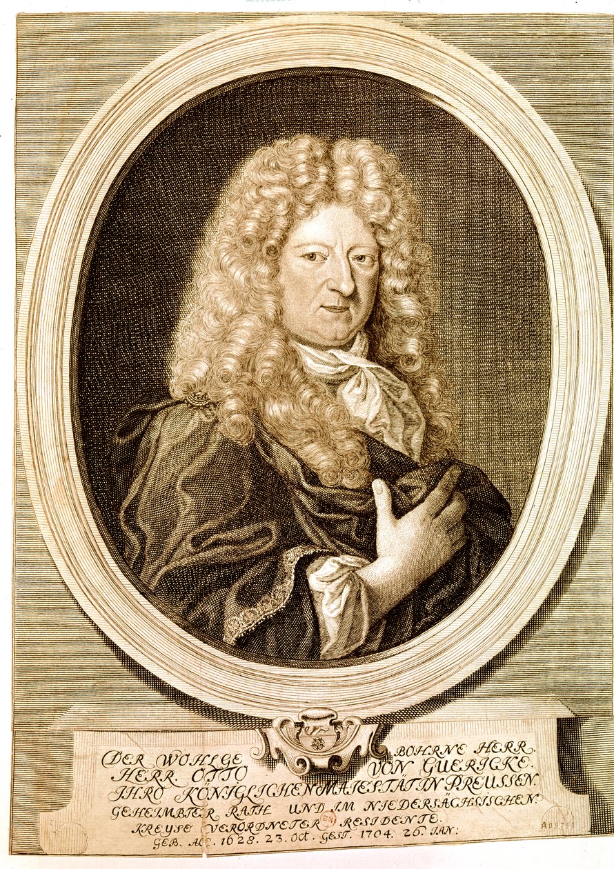 GUERICKE Otto, científico, inventor, matemático y físico alemán (grabado) de Artist Unknown