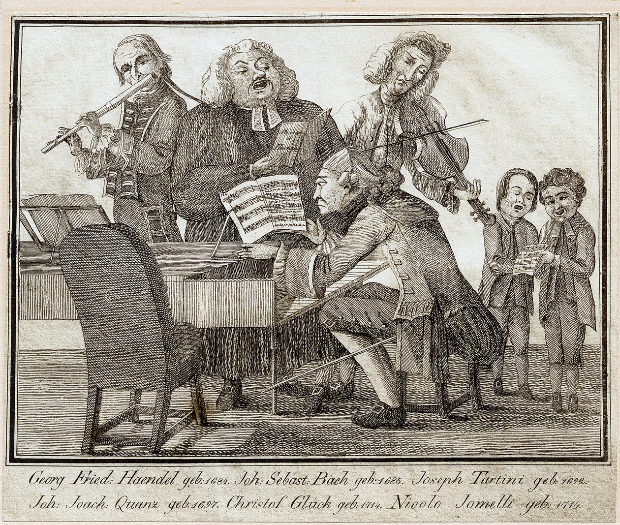 Georg Friedrich Haendel (1685-1759) (acuarela y tinta sobre papel) de Artist Unknown