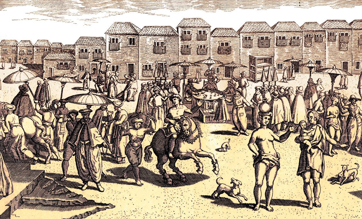 Escena del mercado de Goa, de "Navigatio in Orientem". de Artist Unknown