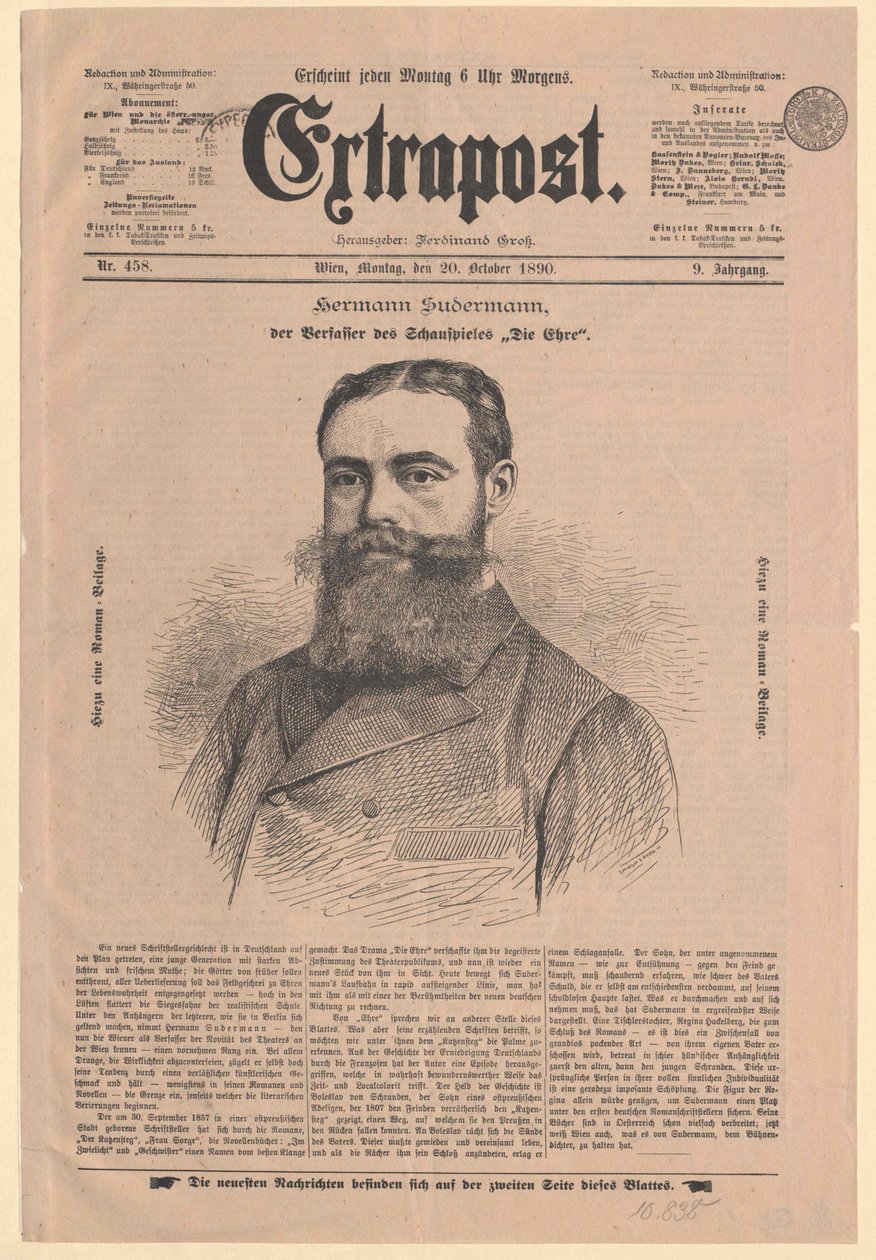 Hermann Sudermann (imprimir) de Artist Unknown