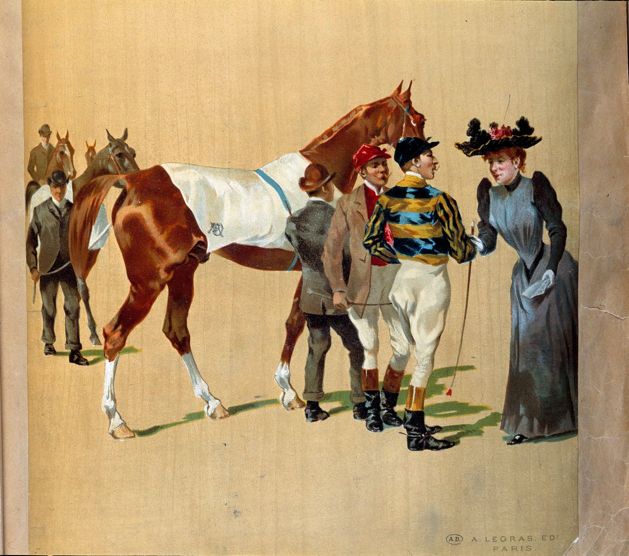 Carreras de caballos: las últimas propinas antes de la carrera, principios del siglo XX (impresión) de Artist Unknown