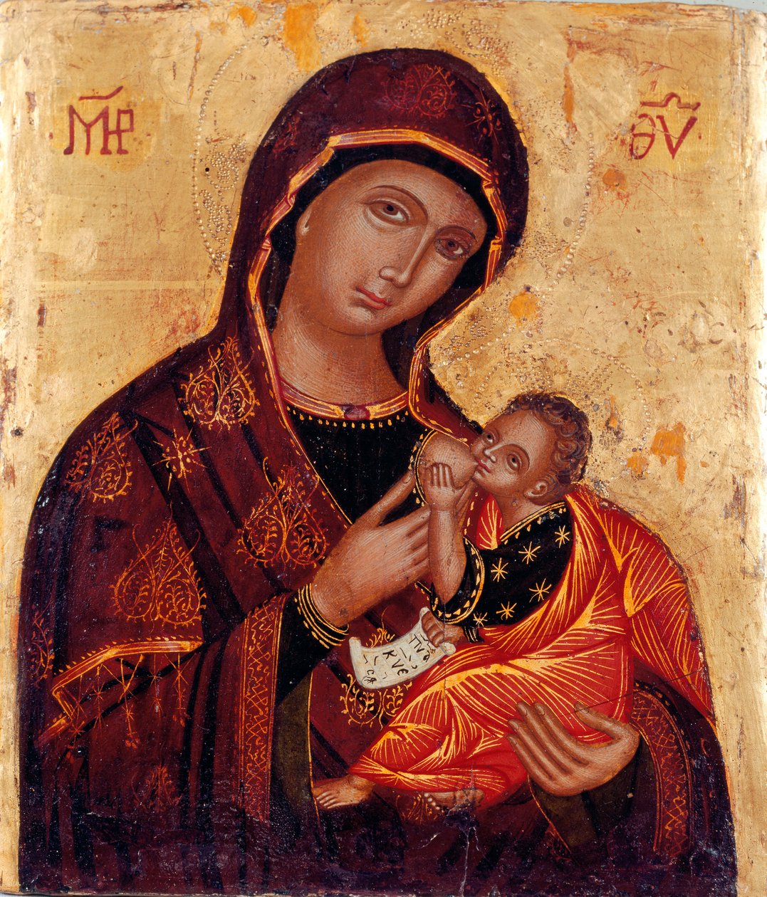 Icono: "Virgen con el Niño" Pintura anónima en madera. Iglesia Santa Maria delle Grazie al Trionfale, Roma de Artist Unknown