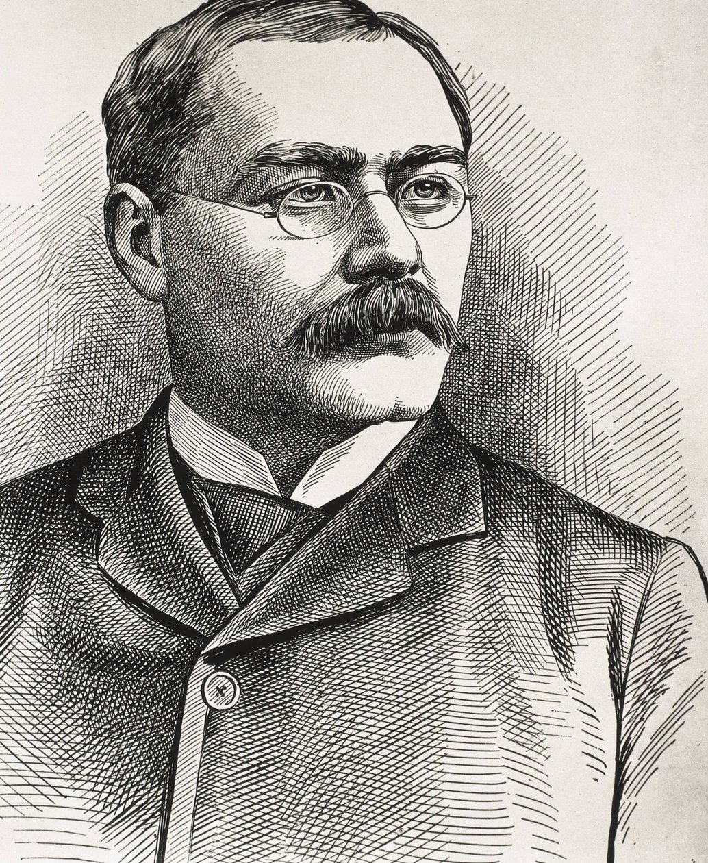 KIPLING, Rudyard (1865-1936). Escritor británico, nacido en la India. Premio Nobel de Literatura 1907. Retrato de Kipling. Grabado. de Artist Unknown