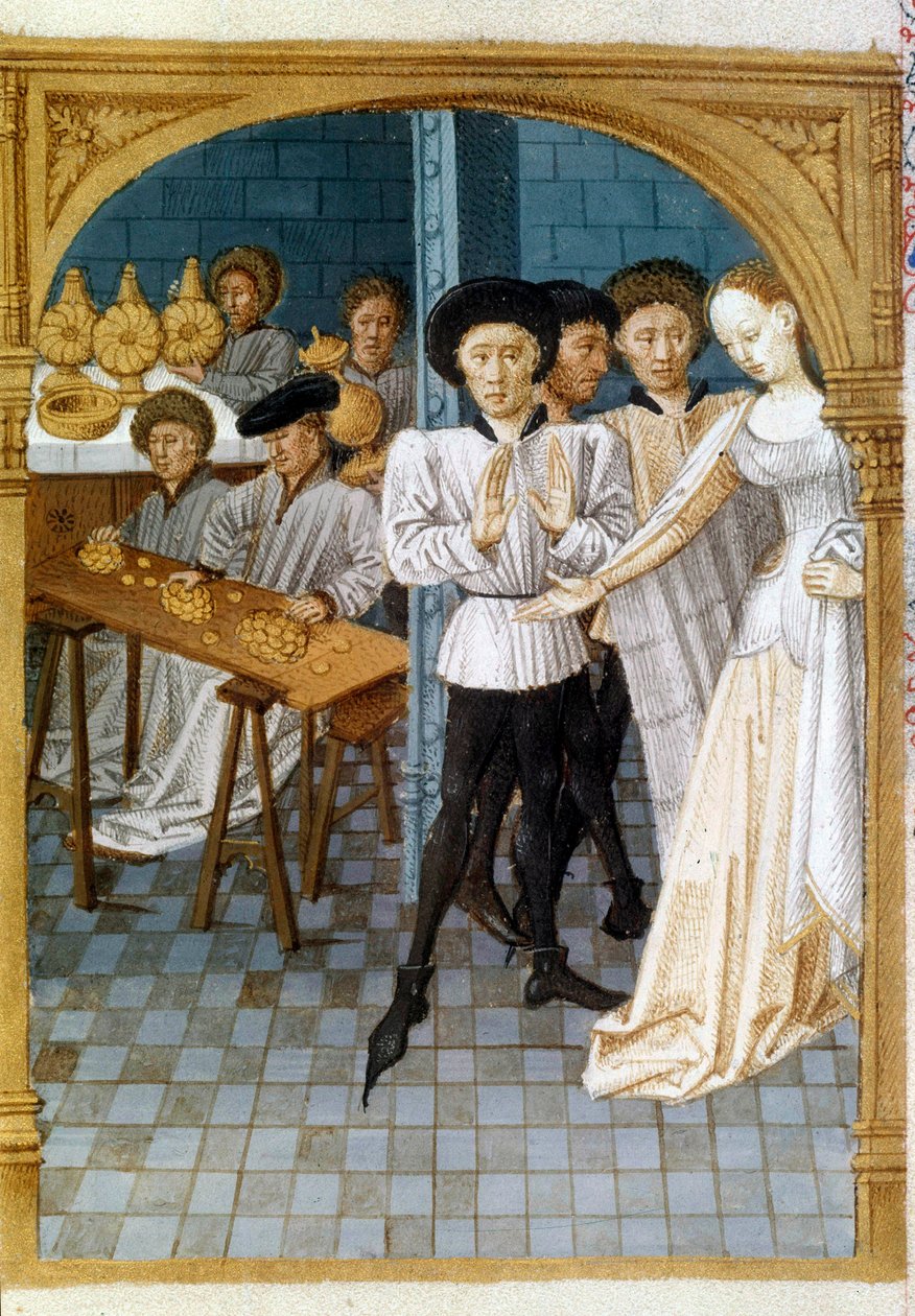 Gerente y tacaño: un hombre se niega a dar dinero (miniatura) de Artist Unknown
