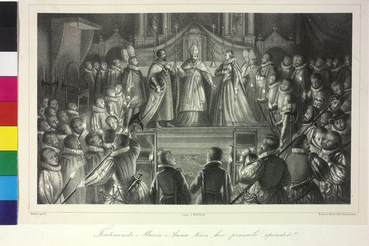 Matrimonio de Fernando III con la infanta María Ana de España por el cardenal Francisco de Dietrichstein el 20 de febrero de 1631 de Artist Unknown