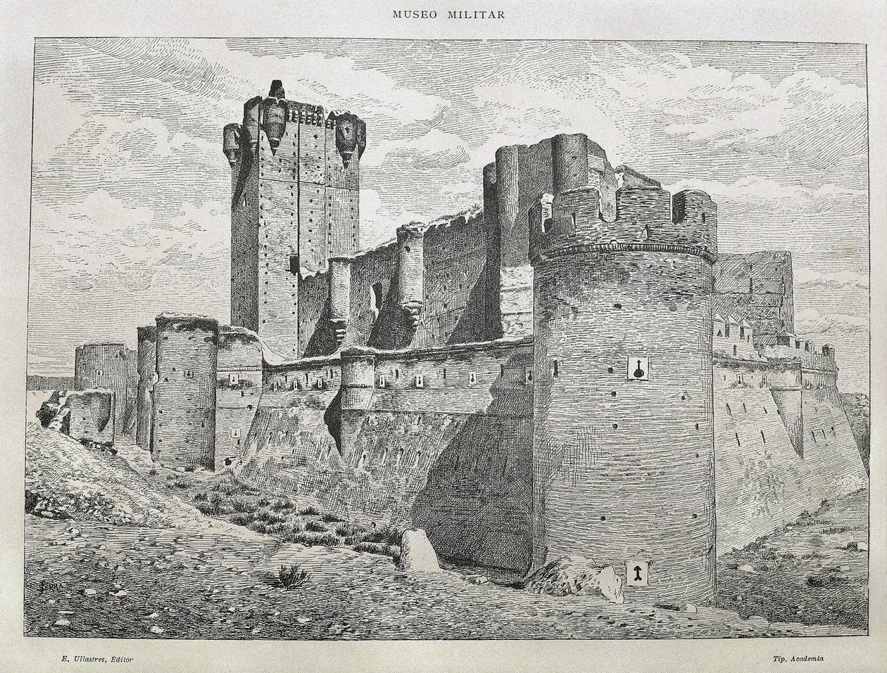 Medina del Campo. El Castillo de la Mota. Grabado. ESPAÑA. ARAGÓN. Zaragoza. Academia General Militar de Artist Unknown