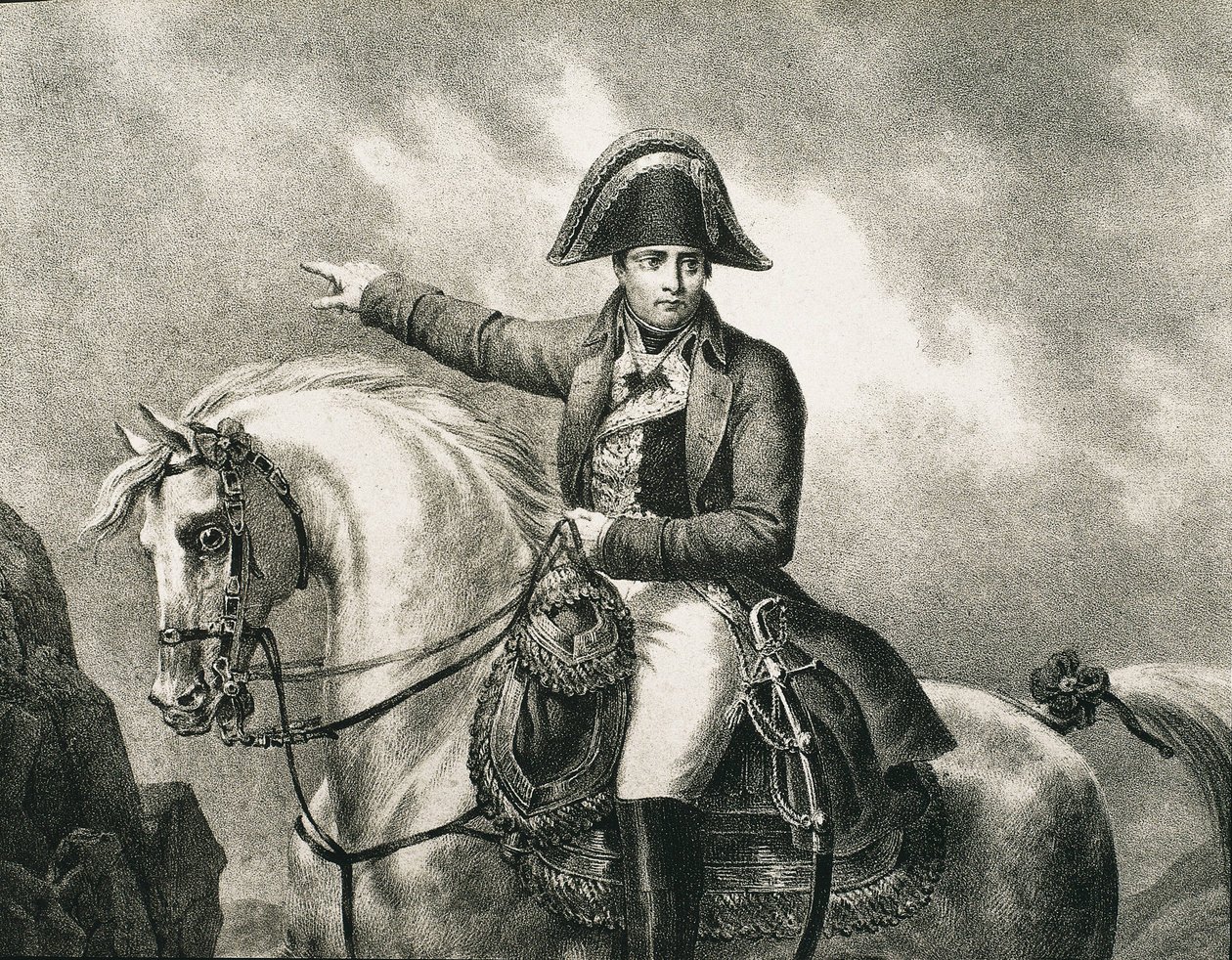 NAPOLEÓN I Bonaparte (1769-1821). Militar y político francés, Emperador de Francia (1804-1815). Detalle de un retrato ecuestre de Napoleón, inspirado en el retrato original de Joseph Chabord. Grabado de Artist Unknown