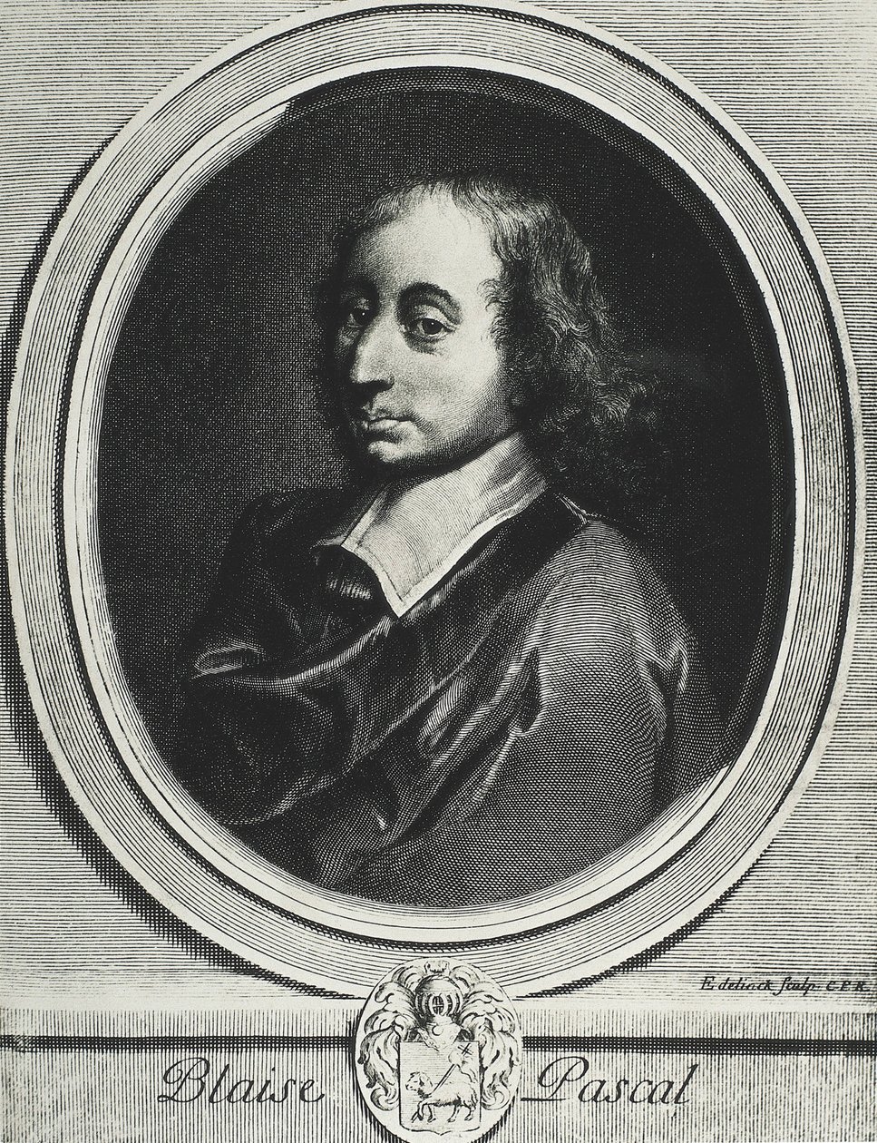 PASCAL, Blaise (1623-1662). Matemático, físico y filósofo francés. Grabado de Artist Unknown