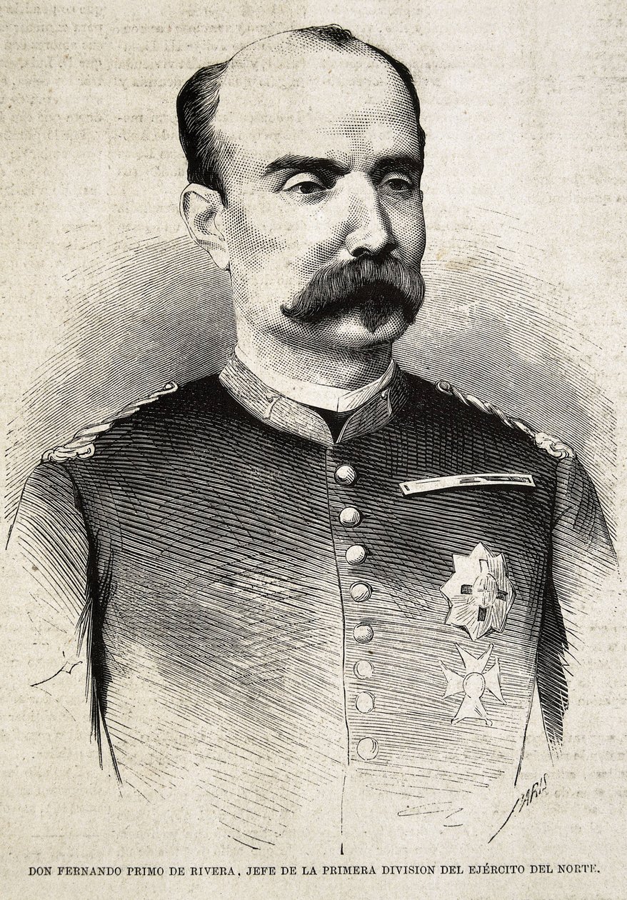 PRIMO DE RIVERA, Fernando (1831-1921). Militar y político español. Fernando Primo de Rivera, que luchó en la Tercera Guerra Carlista. Grabado. de Artist Unknown