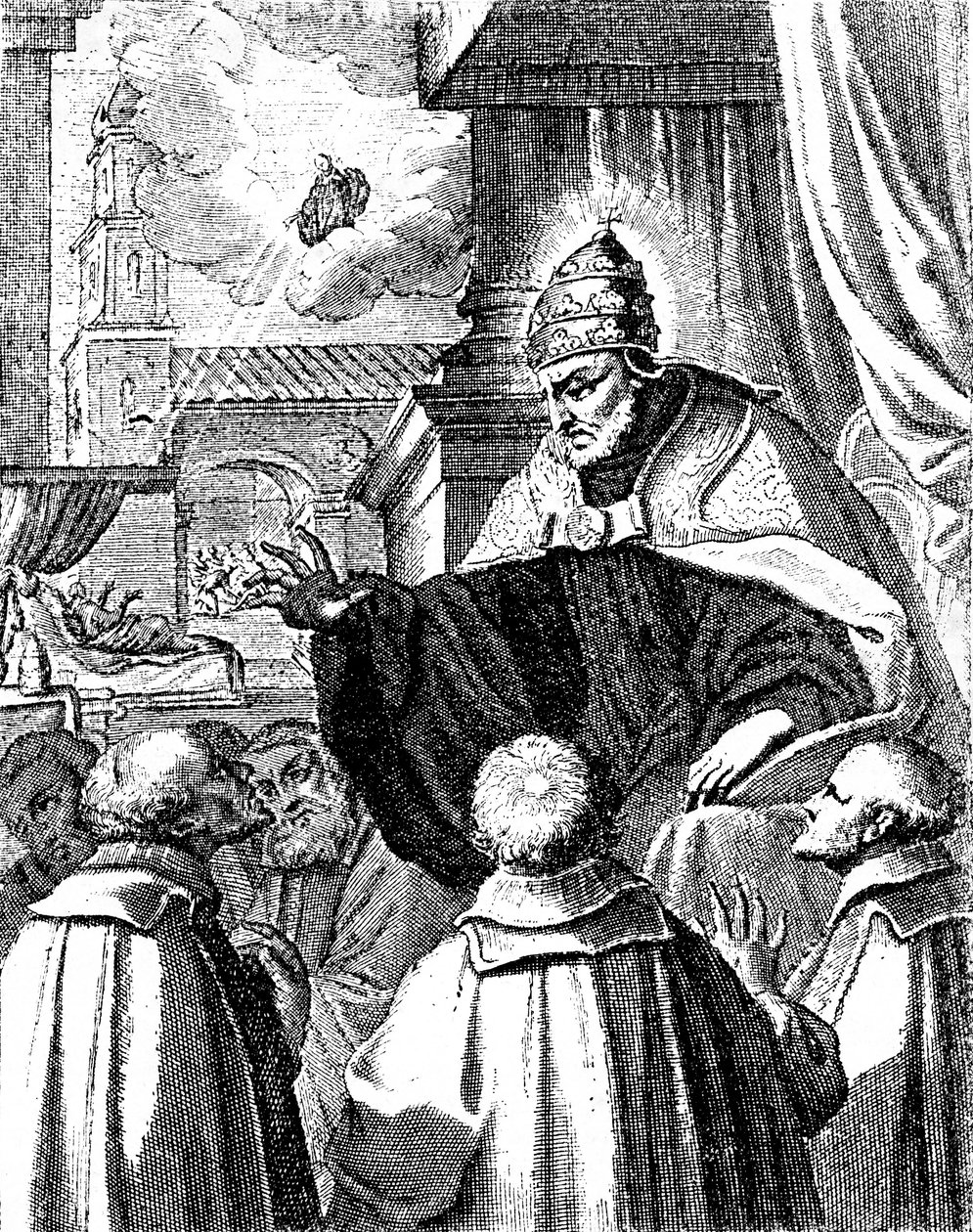 Delegados papales en la corte de Miguel I de Constantinopla, El Cisma de 1054 (grabado) de Artist Unknown