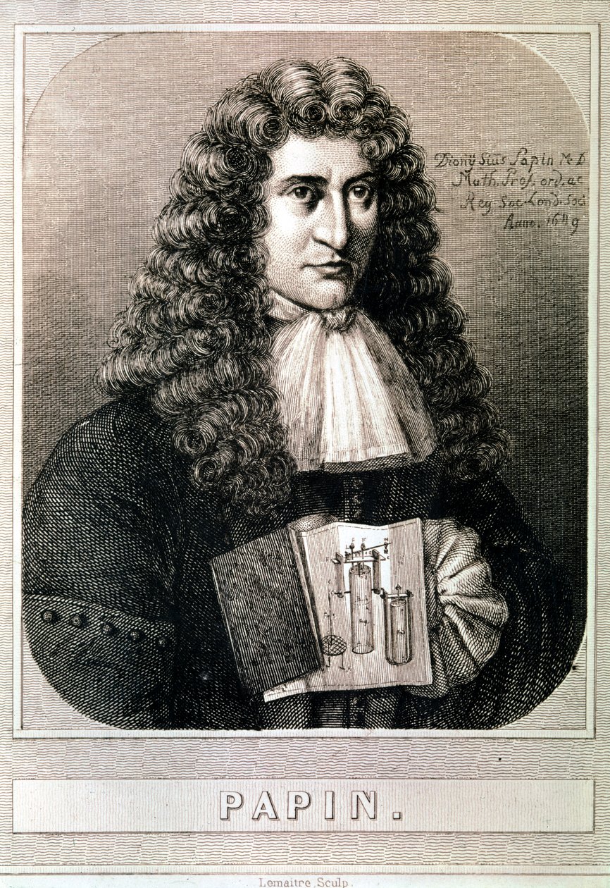 Retrato de Denis Papin (aguafuerte) de Artist Unknown