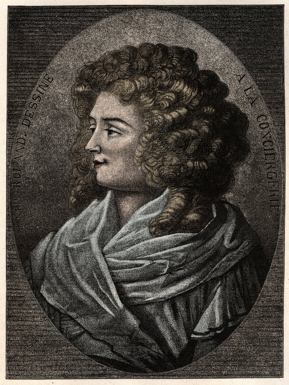 Retrato de Manon (Jeanne Marie) Roland Philipon dite Madame Roland (1754-1793) a la Concierge, miembro de la facción girondina durante la Revolución Francesa - de Artist Unknown