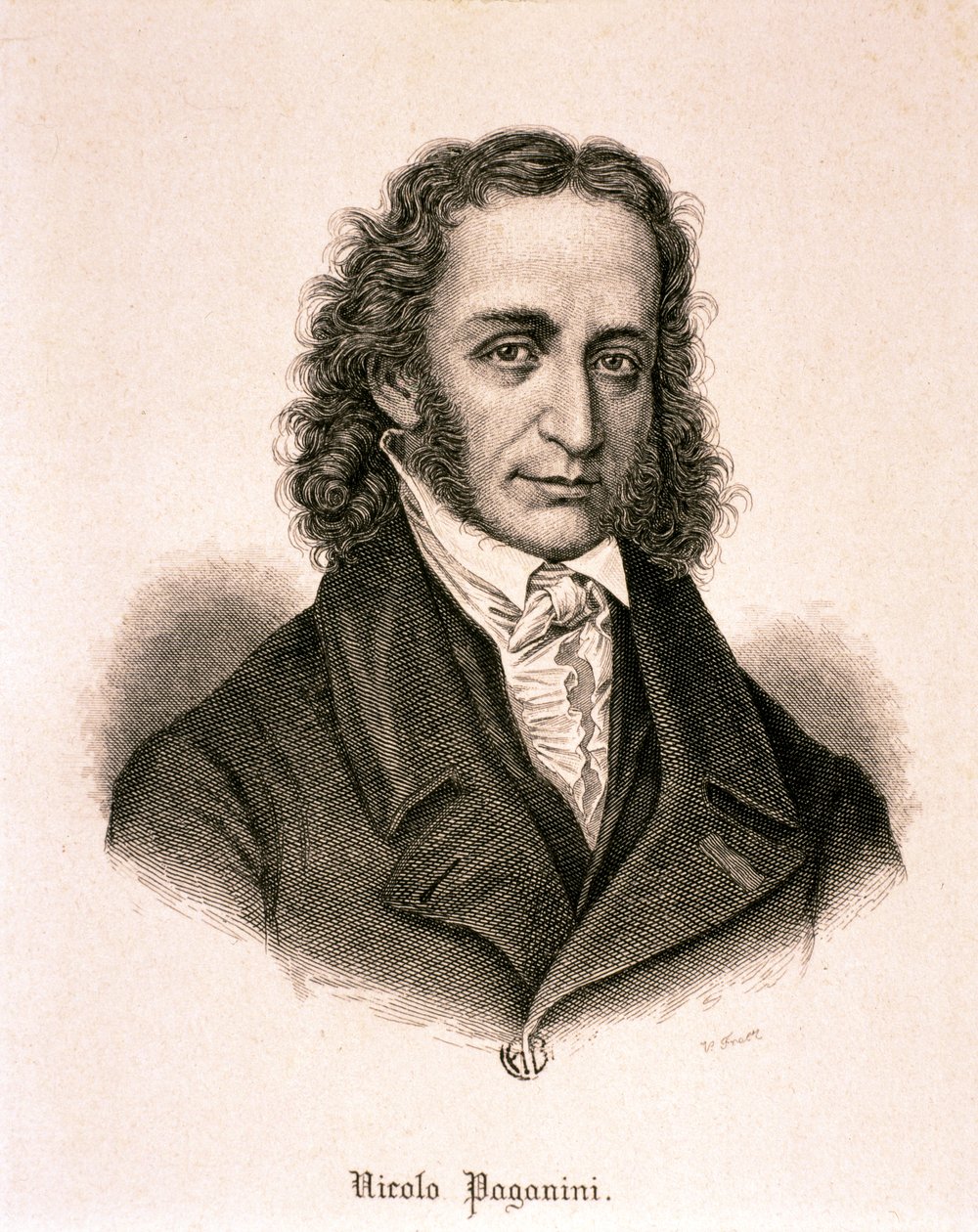 Retrato de Niccolo Paganini (aguafuerte) de Artist Unknown
