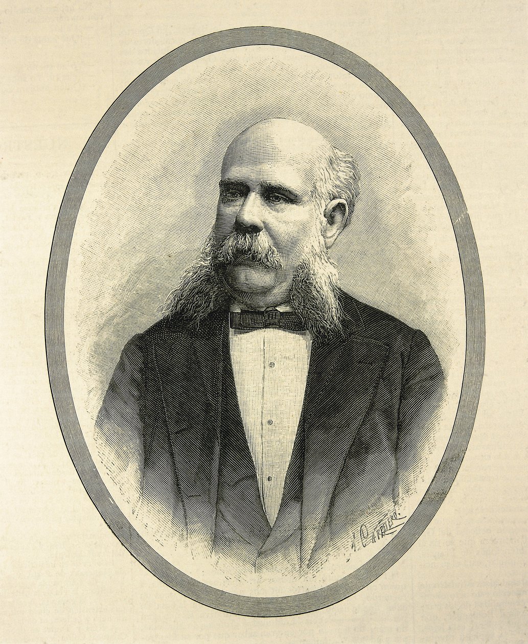 RIUS I TAULET, Francesc de Paula (1833-1889). Abogado y político español. Alcalde de Barcelona y promotor de la Exposición Universal de Barcelona de 1888. Retrato publicado en "La Ilustración Española y Americana" de A. Carretero. Grabado. de Artist Unknown