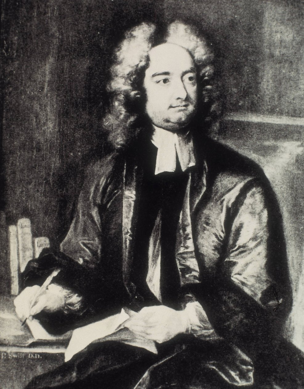 SWIFT, Jonathan (1667-1745). Clérigo y escritor satírico irlandés. Retrato como deán de la catedral de San Patricio de Dublín según pintura de Charles Jervas (1675-1739). Grabado. Colección particular de Artist Unknown